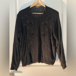 Women’s Lambswool Black Beaded Sweater from Isabella